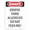 Signmission OSHA Danger Sign, Portrait Severe Food Allergies Do, 24in X 18in Decal, 18" W, 24" L, Portrait OS-DS-D-1824-V-2049 - alternate 1